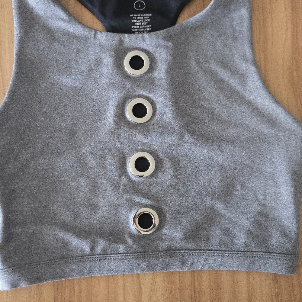 good American Gray Sleeveless Top with Silver grommets Excellent Condition